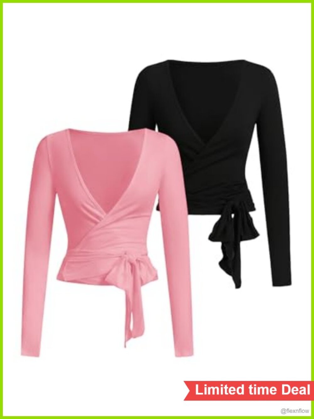 SweatyRocks Viscose V-Neck Wrap Top Tie Front Ball Yoga Pilates